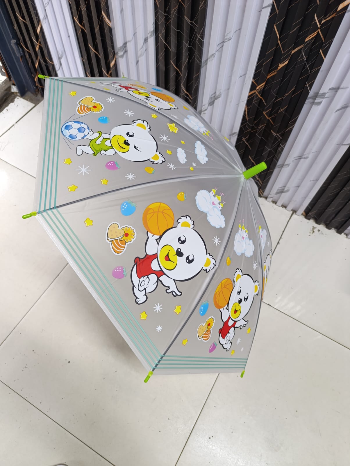 MRTLLOA Cartoon Characters Kids Clear Bubble Umbrella with an Easy Grip Curved Handle, Safety Transparent Dome Bubble Umbrella for Toddler Boys Girls.