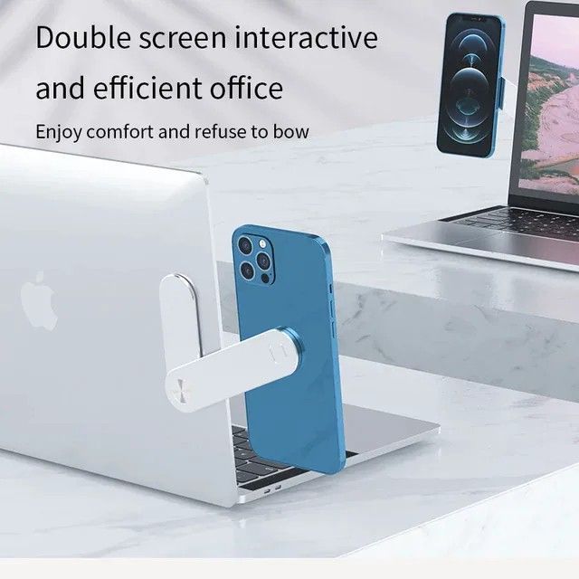 2 in 1 Magnetic Laptop Side Mount Connect Screen Support Holder Dual Monitor Display Clip Adjustable Phone Stand Tablet Bracket