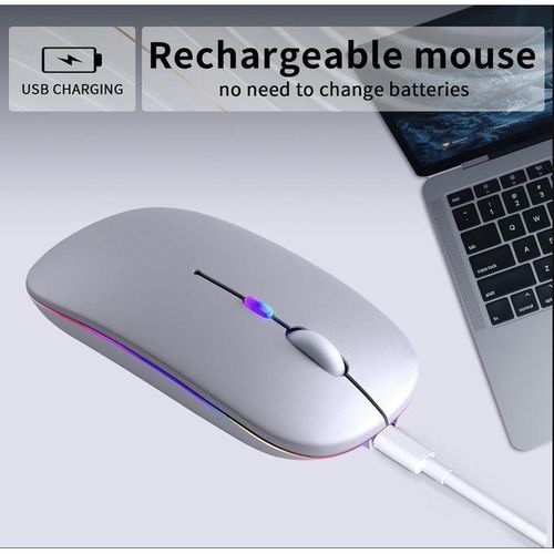 Wireless Rechargeable Bluetooth Mouse with Silent Click Technology, Adjustable DPI Sensitivity, Slim Lightweight Ergonomic Design, USB Receiver Included, Long Battery Life with Fast Recharging, Smooth