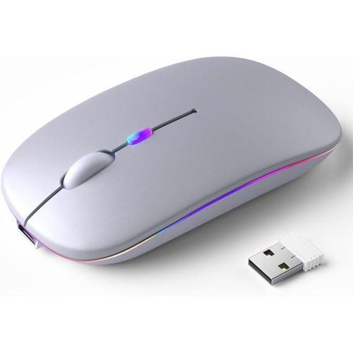Wireless Rechargeable Bluetooth Mouse with Silent Click Technology, Adjustable DPI Sensitivity, Slim Lightweight Ergonomic Design, USB Receiver Included, Long Battery Life with Fast Recharging, Smooth