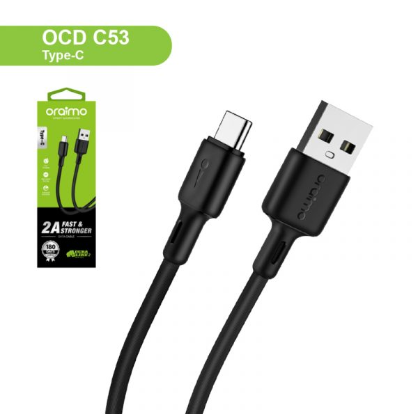 Oraimo USB to C  Fast Charging Cable – Durable, High-Speed USB-C Charger for Android, Tablets, Power Banks, and More with Tangle-Free Design, Reinforced Connectors, and Efficient Data Transfer.