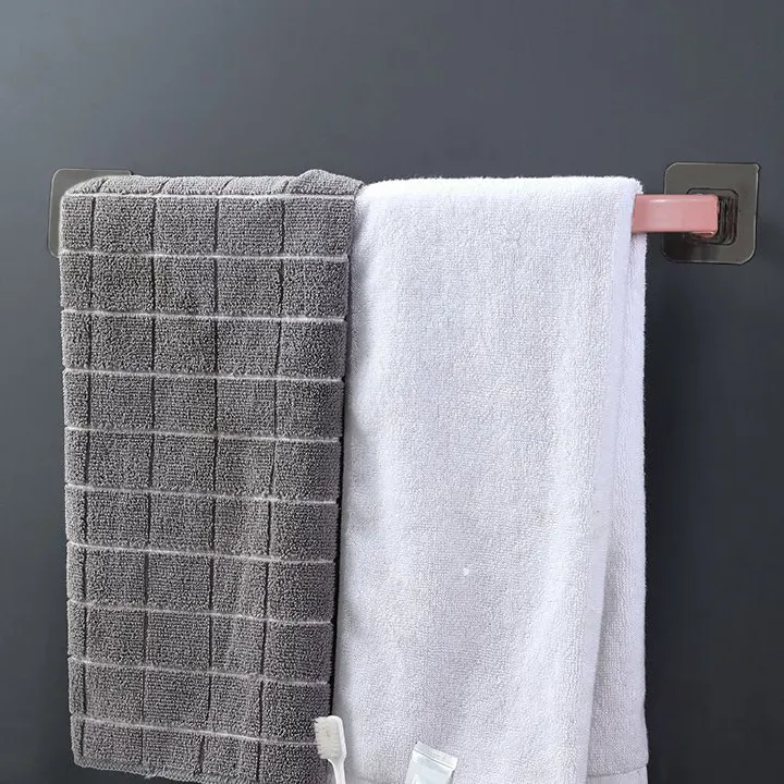 Bathroom & Kitchen Punch-Free Towel Rack – Single Rod Storage Bar for Towels, Rags, Slippers, and Household Organization