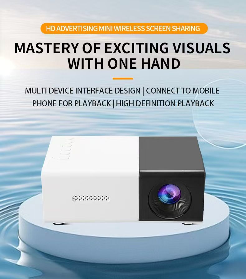 New ArrivalMini projector, Meer portable Pico full-color LED LCD video projector, for videos, TV movies, party games, outdoor entertainment, equipped with HDMI USB AV interface and remote control