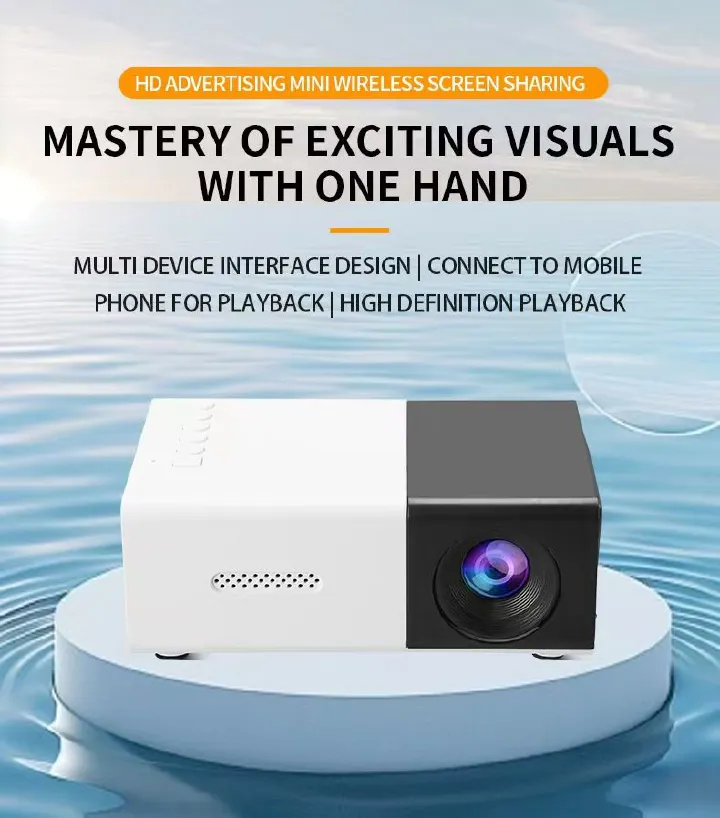 New Year's hot selling high-definition mini projectors, Meer portable Pico full-color LED LCD video projectors, TV movies, party games, outdoor entertainment, fully realistic speakers with remote cont