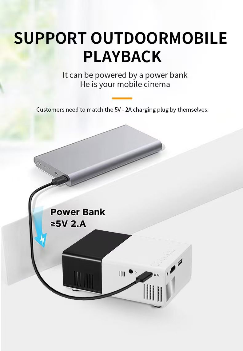 New ArrivalMini projector, Meer portable Pico full-color LED LCD video projector, for videos, TV movies, party games, outdoor entertainment, equipped with HDMI USB AV interface and remote control