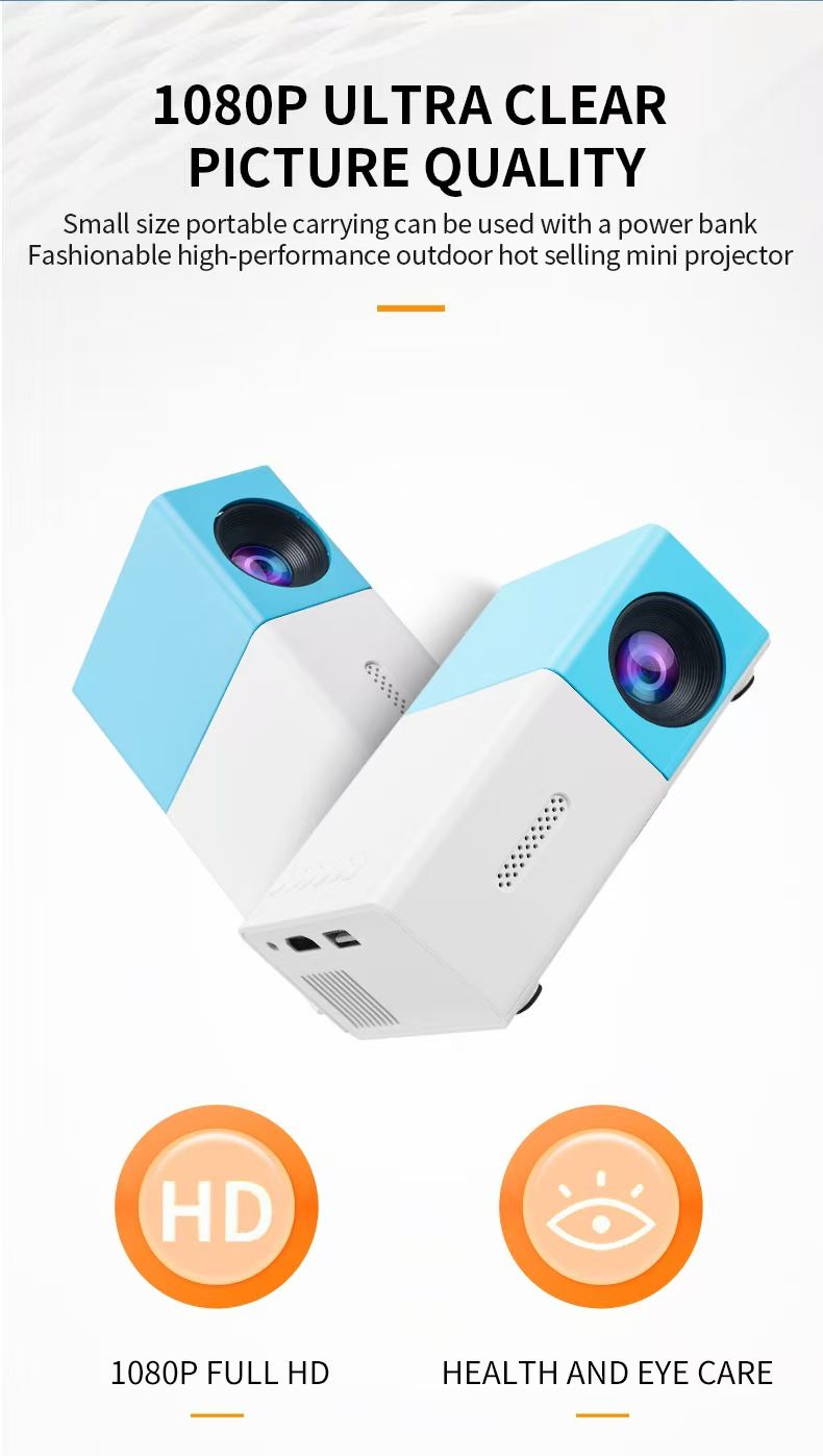 New ArrivalMini projector, Meer portable Pico full-color LED LCD video projector, for videos, TV movies, party games, outdoor entertainment, equipped with HDMI USB AV interface and remote control