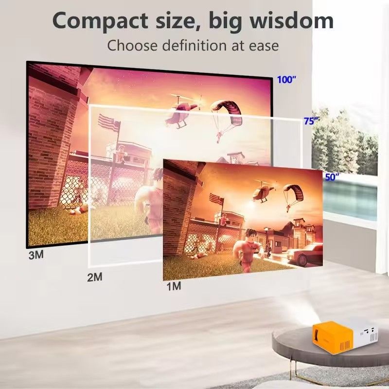 New ArrivalMini projector, Meer portable Pico full-color LED LCD video projector, for videos, TV movies, party games, outdoor entertainment, equipped with HDMI USB AV interface and remote control