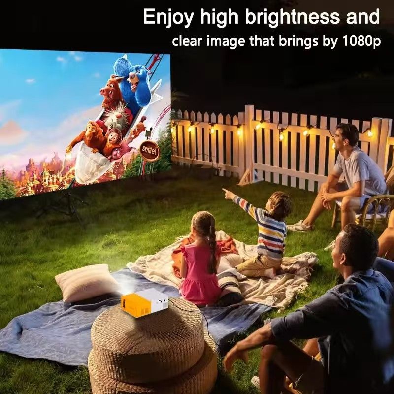 New ArrivalMini projector, Meer portable Pico full-color LED LCD video projector, for videos, TV movies, party games, outdoor entertainment, equipped with HDMI USB AV interface and remote control