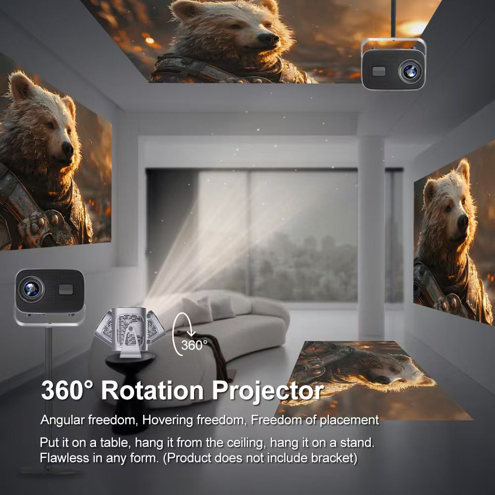 New ArrivalA10 high-definition projector, 1080P 4K portable home ultra clear projector, automatic focusing Android 13 portable projector, 360 ° projector, home theater intelligent projector