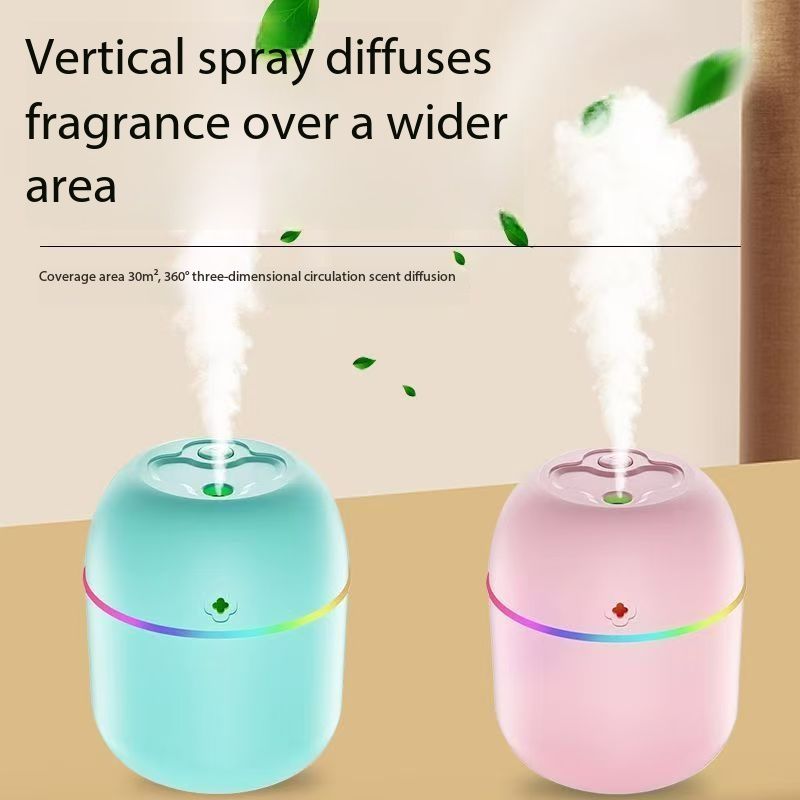 New Color USB Aromatherapy Humidifier Portable Mini Atmosphere Light with spray Night Light Mute Operation Applicable to Bedroom, Living Room, Office Table, Car ABS Materials