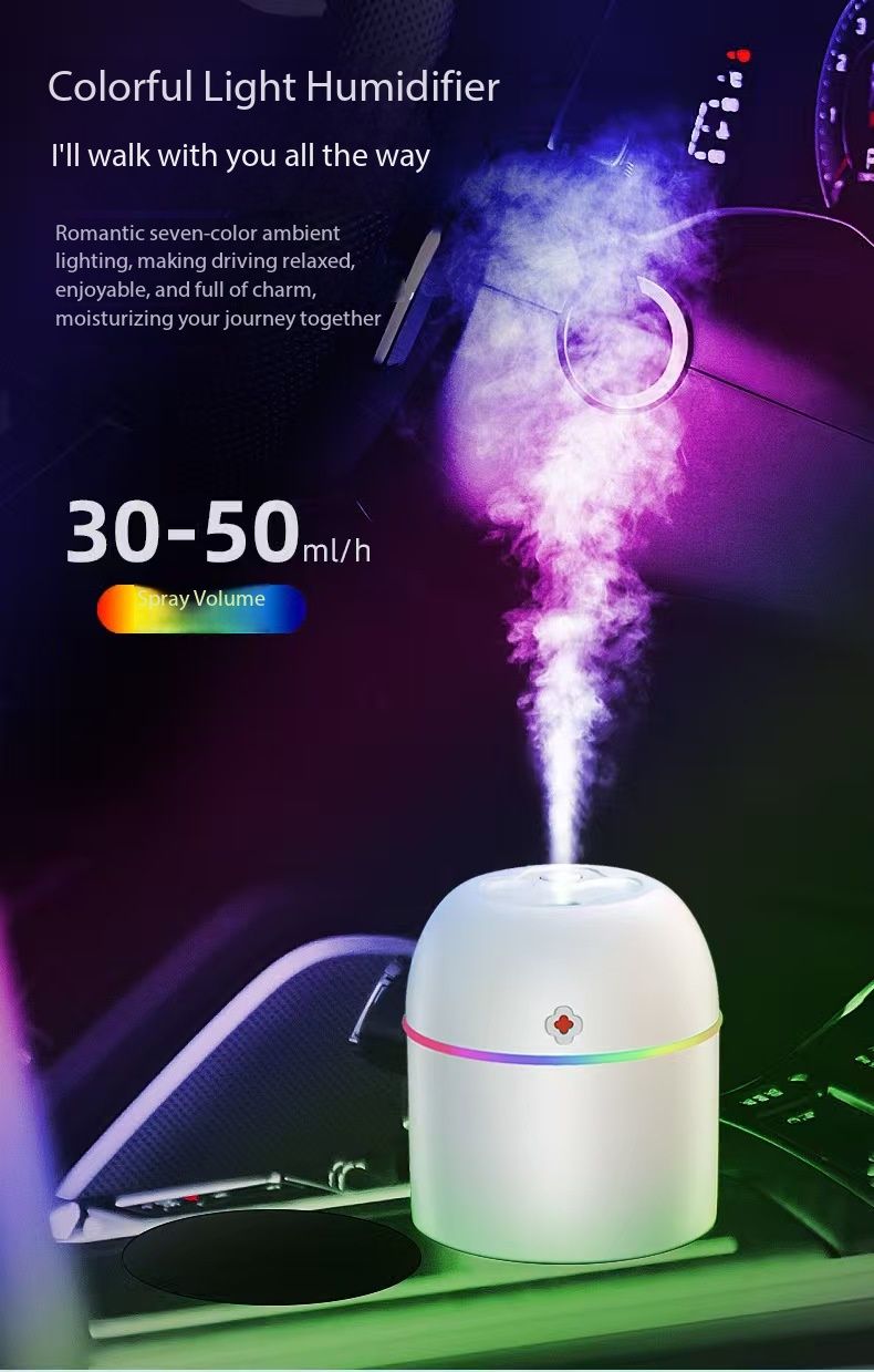 New Color USB Aromatherapy Humidifier Portable Mini Atmosphere Light with spray Night Light Mute Operation Applicable to Bedroom, Living Room, Office Table, Car ABS Materials