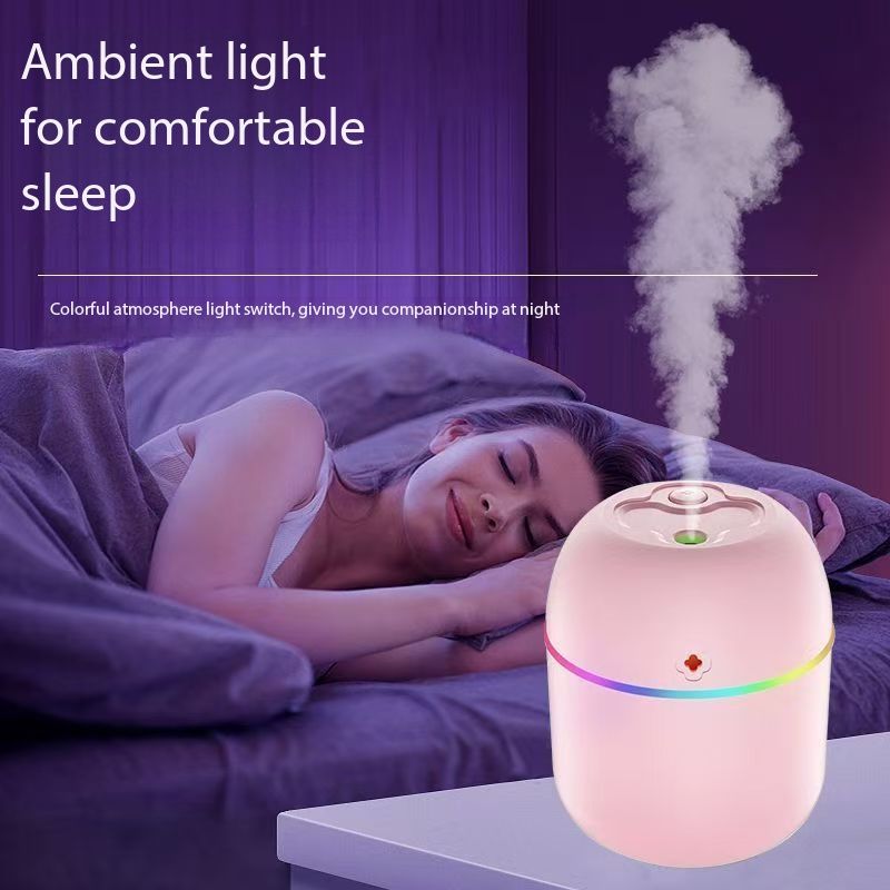 New Color USB Aromatherapy Humidifier Portable Mini Atmosphere Light with spray Night Light Mute Operation Applicable to Bedroom, Living Room, Office Table, Car ABS Materials