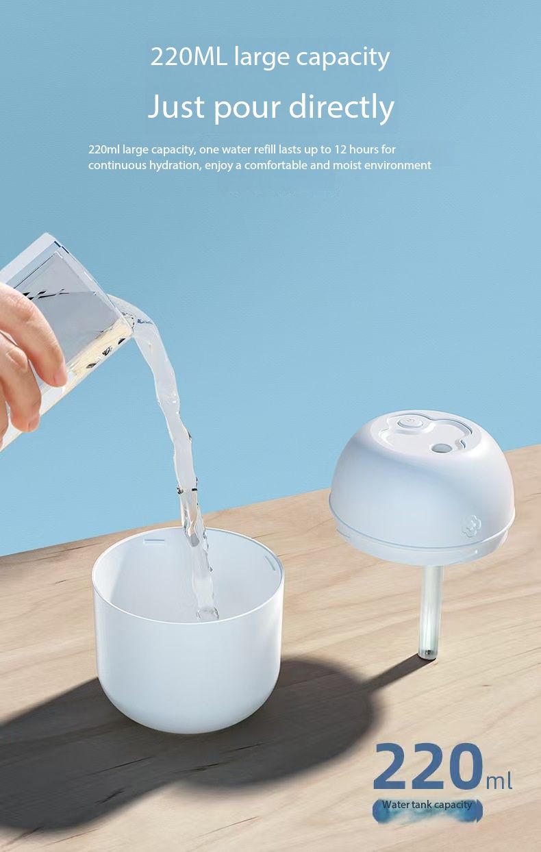 New Color USB Aromatherapy Humidifier Portable Mini Atmosphere Light with spray Night Light Mute Operation Applicable to Bedroom, Living Room, Office Table, Car ABS Materials