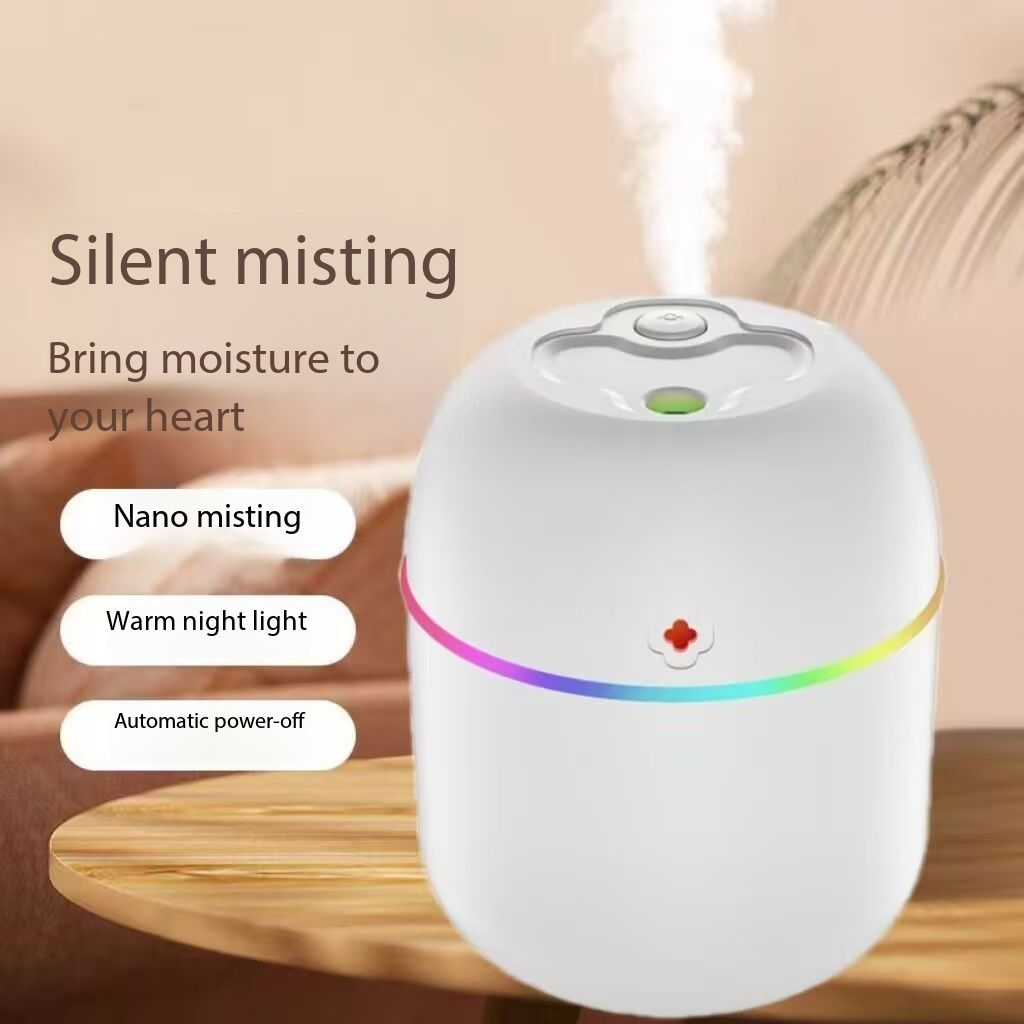 New Color USB Aromatherapy Humidifier Portable Mini Atmosphere Light with spray Night Light Mute Operation Applicable to Bedroom, Living Room, Office Table, Car ABS Materials