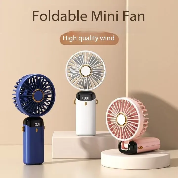 New ArrivalN15 desktop foldable real-time LED display screen small fan portable USB rechargeable mini cooling fan adjustable height silent desktop fan, suitable for home office travel