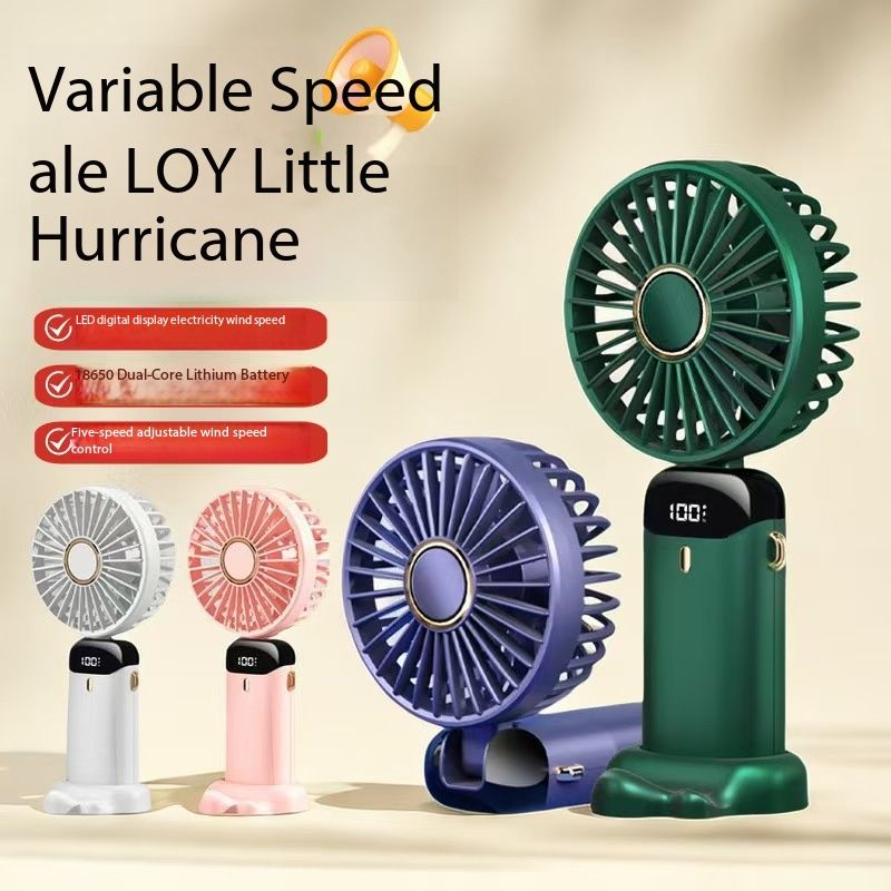 New ArrivalN15 desktop foldable real-time LED display screen small fan portable USB rechargeable mini cooling fan adjustable height silent desktop fan, suitable for home office travel