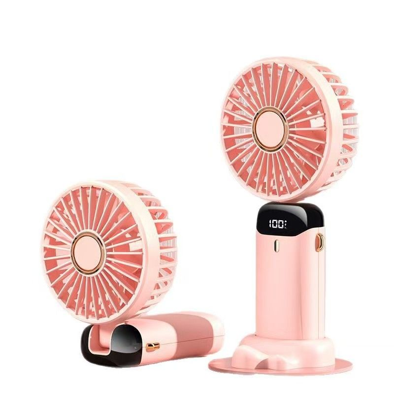 New ArrivalN15 desktop foldable real-time LED display screen small fan portable USB rechargeable mini cooling fan adjustable height silent desktop fan, suitable for home office travel