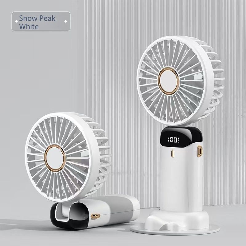 New ArrivalN15 desktop foldable real-time LED display screen small fan portable USB rechargeable mini cooling fan adjustable height silent desktop fan, suitable for home office travel