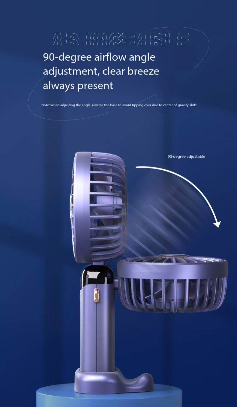 New ArrivalN15 desktop foldable real-time LED display screen small fan portable USB rechargeable mini cooling fan adjustable height silent desktop fan, suitable for home office travel