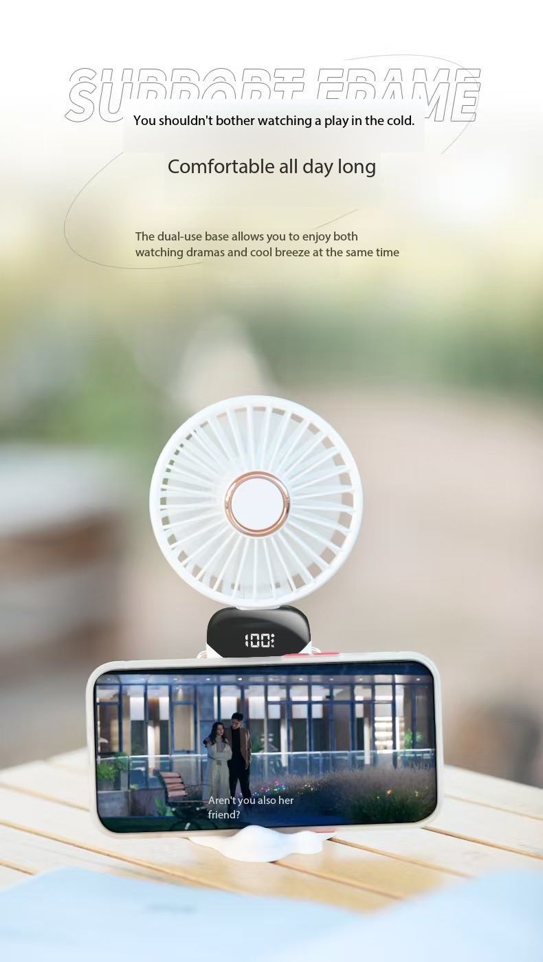 New ArrivalN15 desktop foldable real-time LED display screen small fan portable USB rechargeable mini cooling fan adjustable height silent desktop fan, suitable for home office travel