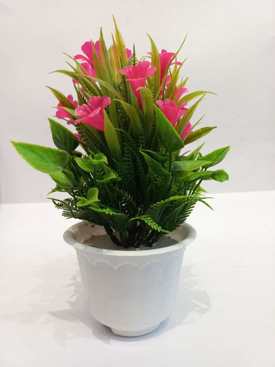 Artificial Mini Deco  Flower with White Pot