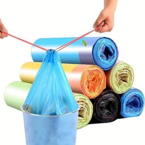 5 Rolls 100Pcs Small Trash Bags Garbage Bags Trash Liners.Made from High-quality PE material to guarantee a glossy surface, and no odor.
Good toughness, strong bearing capacity, anti-leakage design, n