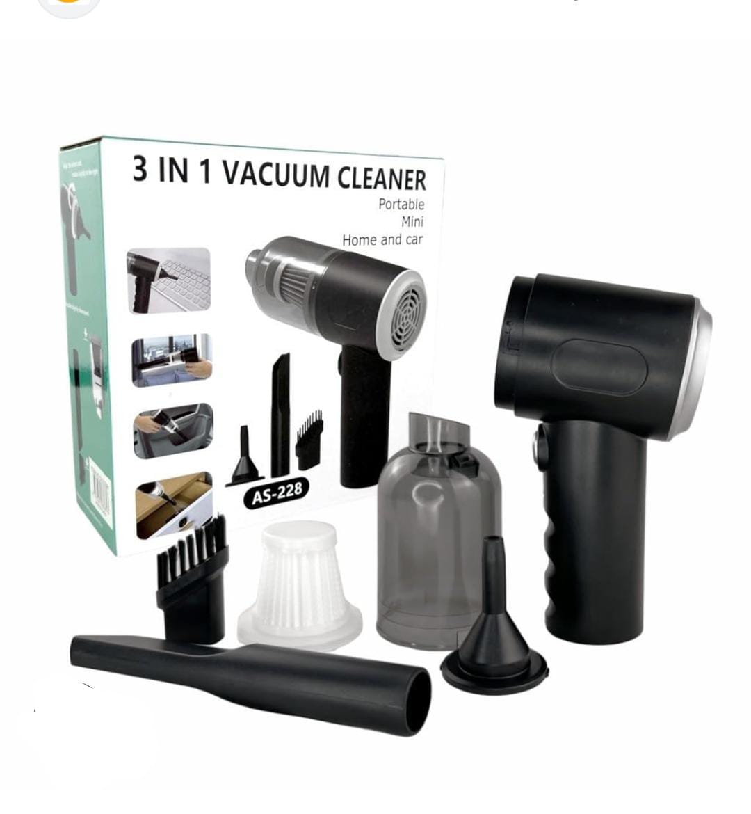 📍😋3 In 1 Portable Rechargeable Cordless Vacuum Cleaner For Car, Sofa And Carpet.It can be used as a vacuum cleaner to remove dust, debris, , pet hair, etc. from and homes, offices. It can also be us