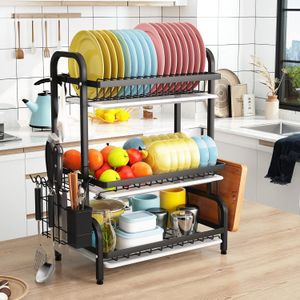 ☑️🥢3 Tier High Quality Carbon Steel Dish Rack Utensil Organizer 3 Layers Dish Drainer🥢🍒Made of premium carbon steel – sturdy, long-lasting, and rust-resistant

Side attachments for utensils, cups,