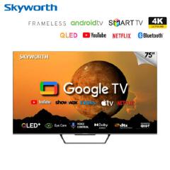 SKYWORTH 75" INCH 75Q6800H 4K UHD QLED SMART GOOGLE ANDROID TV, NETFLIX, PRIME VIDEO, YOUTUBE TELEVISION WITH FREE TV GUARD AND WALL BRACKET -1 YEAR WARRANTY