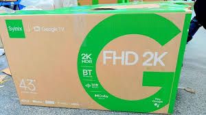 Syinix 43 Inch FHD 2K Smart Google TV Frameless Design A+ Panel, Voice Control, Dolby Audio, Bluetooth 16W Speakers-1 year warranty