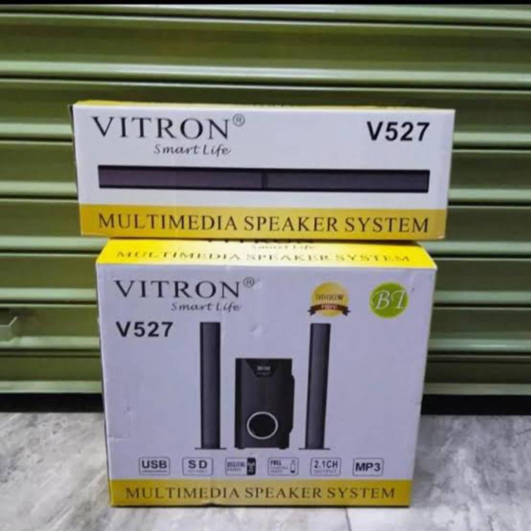 Vitron V527 2.1CH 9000W Multimedia Bluetooth Woofer Speaker System Subwoofer Soundbar BT/USB/SD/FM,COMES WITH A ONE YEAR WARRANT,COMPATIBLE WITH LAPTOP,TV,COMPUTERS.A GOOD AND UPGRADED MUSIC SYSTEM