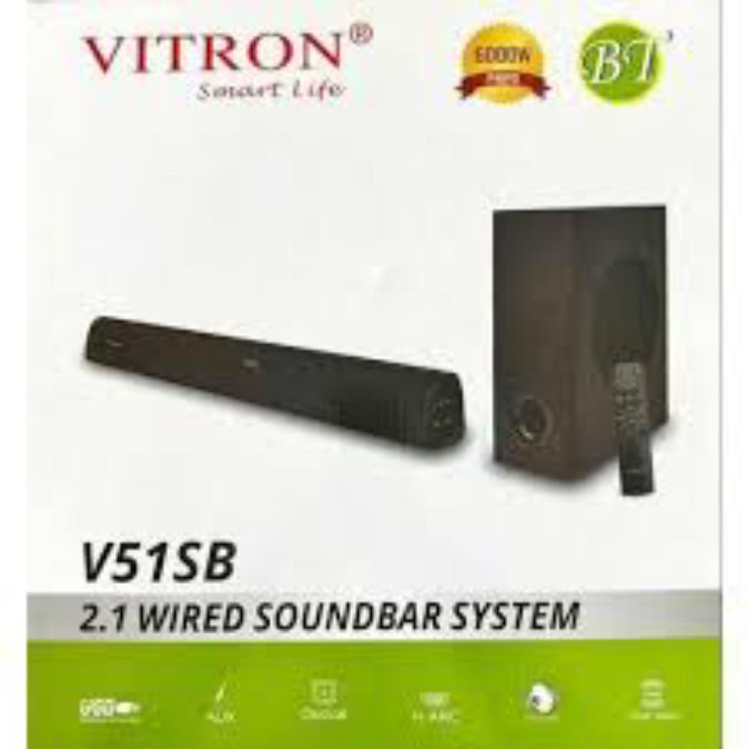 Vitron 6000W 2.1CH V51SB Wired Soundbar System with AUX USB Bluetooth Speaker System Home Audio Rich Bass