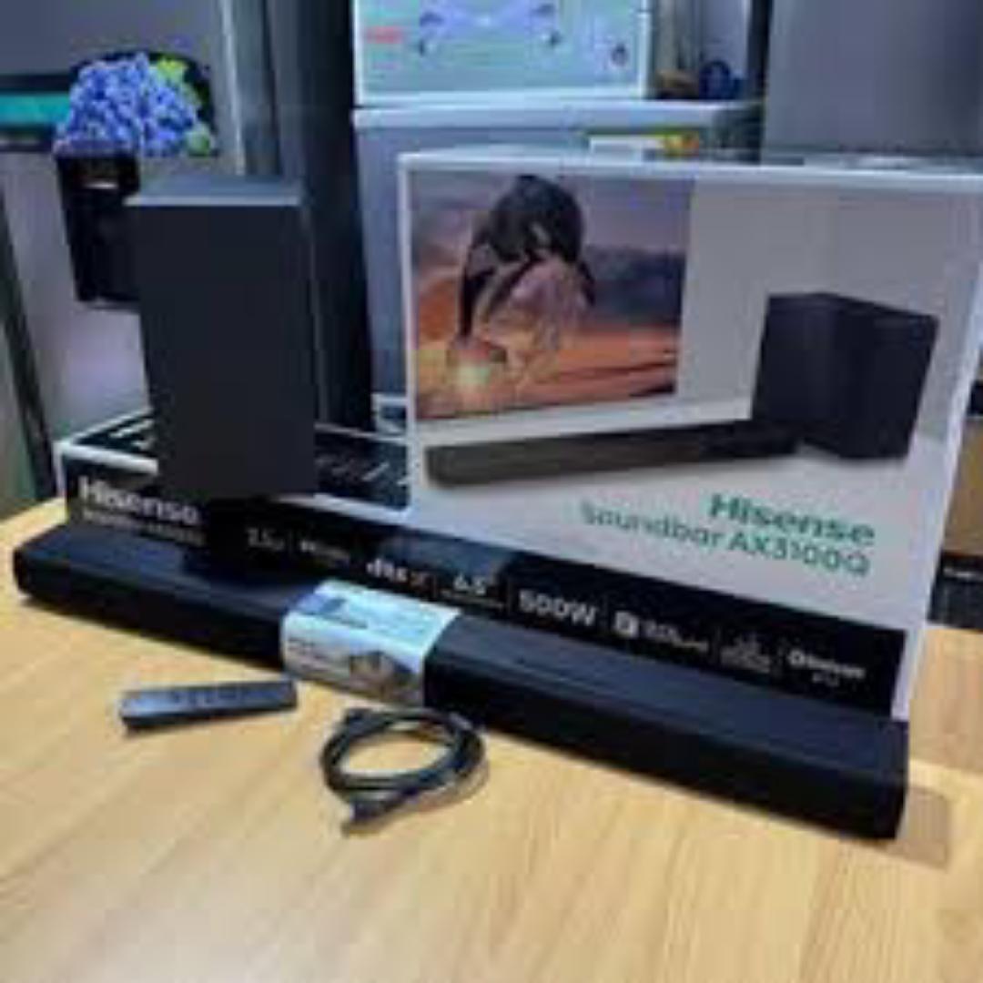 Hisense AX3100Q 3.1Ch Sound Bar with Wireless Subwoofer, Dolby Atmos, DTS:X, Bluetooth 5.3, Roku TV Ready, HDMI/AUX/ARC/Optical/USB, EzPlay, Ez UP, 7 EQ Modes