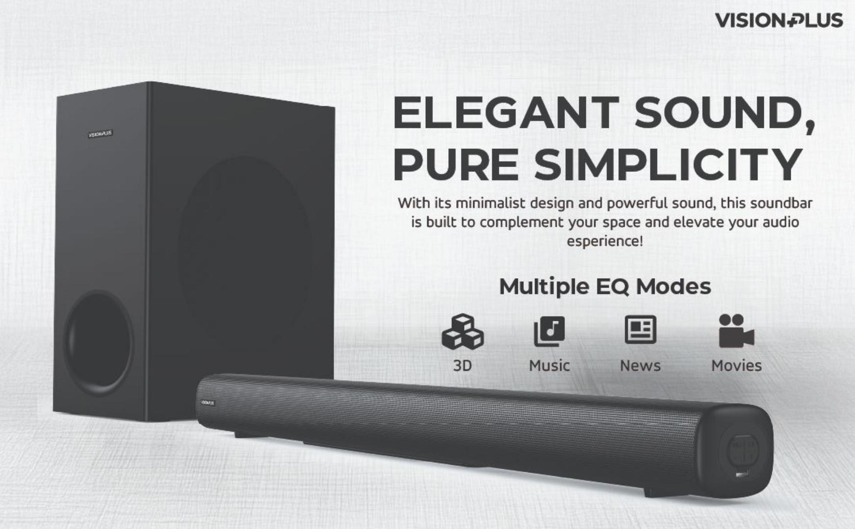 Vision Plus VP2111SB Soundbar  Immersive Sound 2.1CH Sound Bar 240W- 1 year warranty