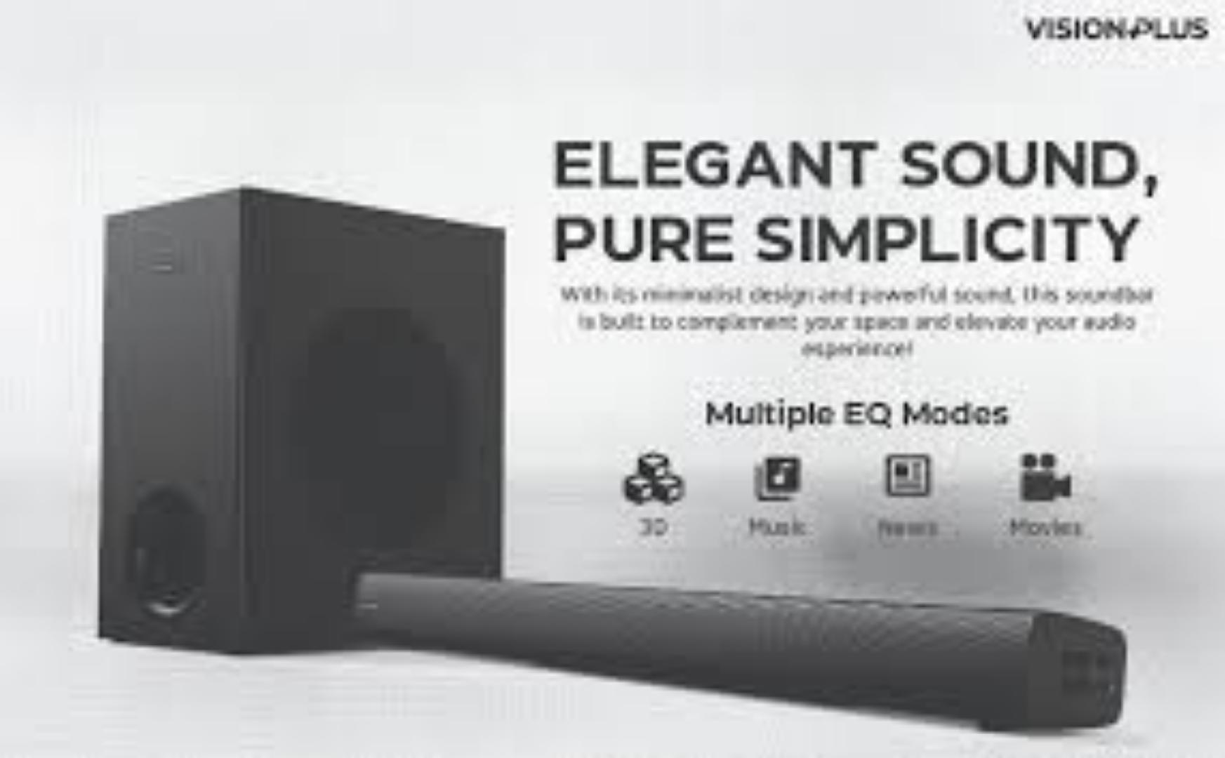 Vision Plus VP2113SB Soundbar Deep Bass 2.1 CH Sound Bar 360W Source input: BT/ USB/ OPTICAL/ HDMI/ AUX