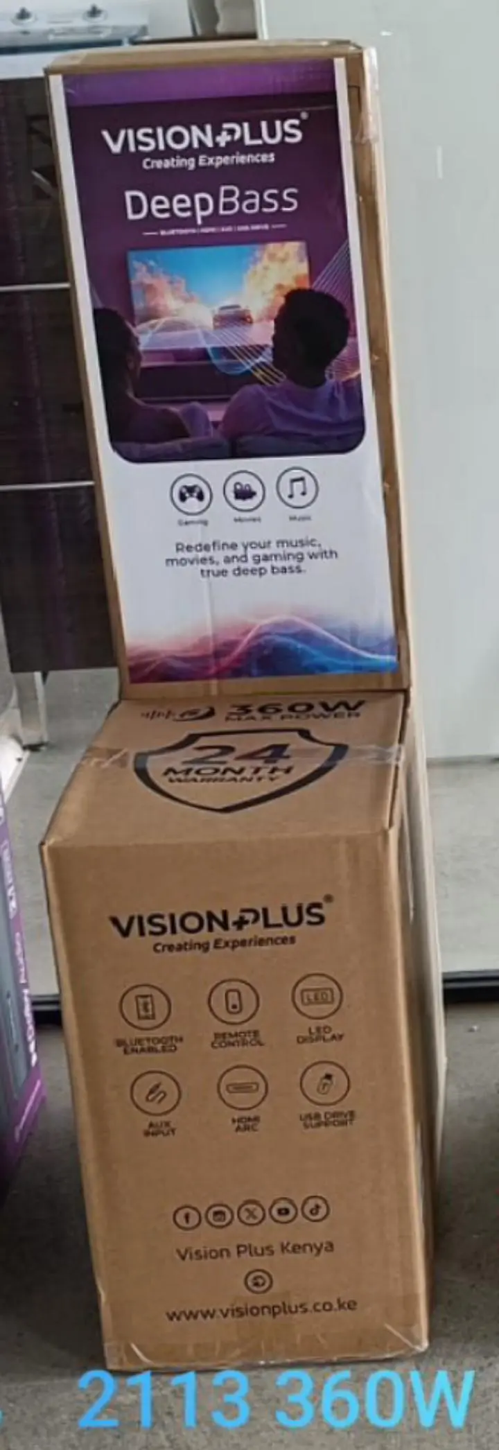 Vision Plus VP2113SB Soundbar Deep Bass 2.1 CH Sound Bar 360W Source input: BT/ USB/ OPTICAL/ HDMI/ AUX