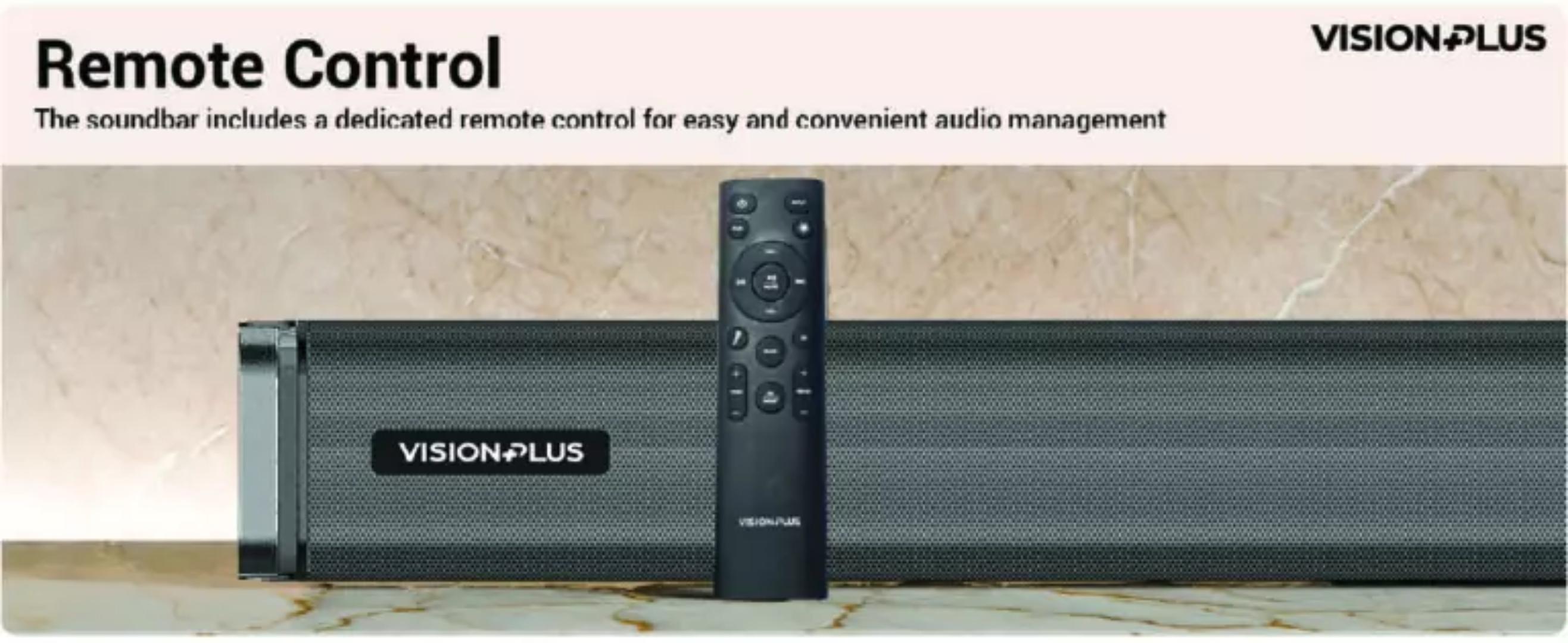 VISION PLUS Sound Bar 5.1ch VP5121SB Wireless Subwoofer with Dolby Digital Plus  3D Surround 160W BT ENABLED WIRELESS 5.1 SURROUND SPEAKERS, 1000W MAX OUTPUT WIRELESS SUBWOOFER, REMOTE CONTROL