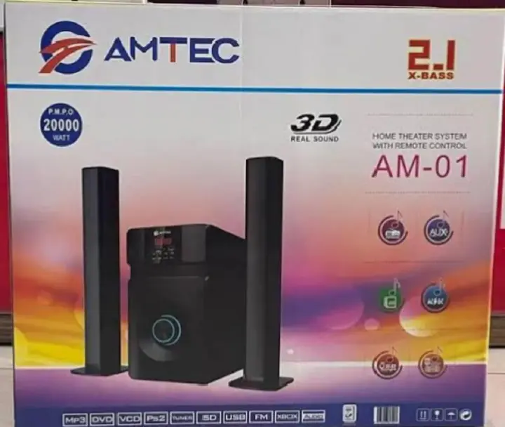 AMTEC Soundbar AM-01 Built-in powerful amplifier Full-function remote control Master volume/treble/bass FM/USB/SD CARD/BT/AUX AMTEC-01 control