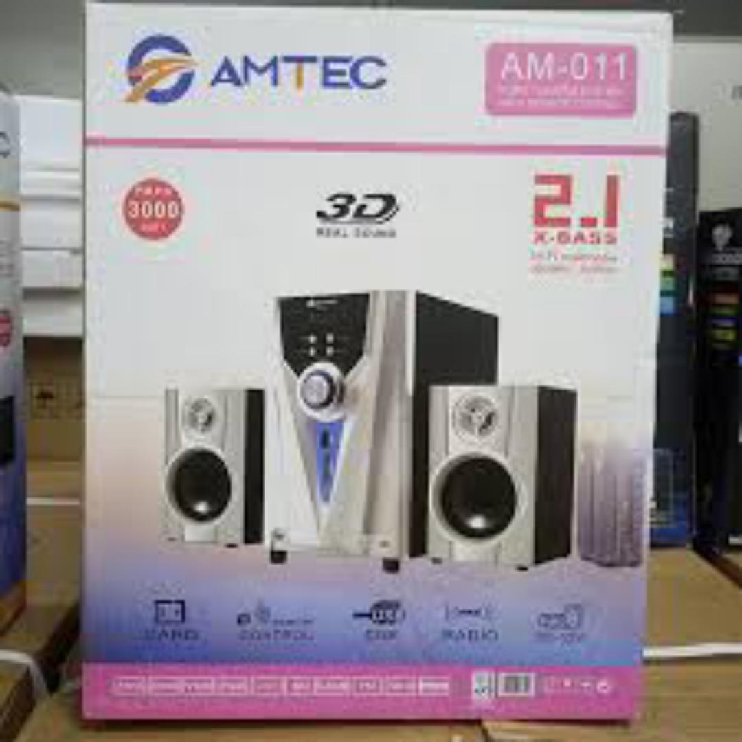 Amtec AM-011 2.1 Channel Bluetooth Home Theatre System – 3000W PMPO with Subwoofer, USB/SD Playback, FM Radio & Remote Control – Deep Bass Surround Sound for TV, Music & Gaming