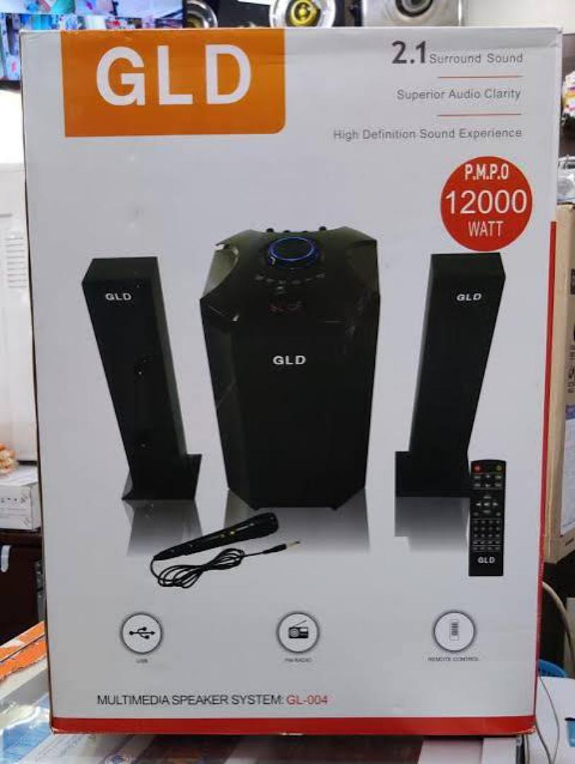 GLD GL004 Pro 2.1CH SUB Bluetooth Woofer HI-FI Sound Multimedia Speaker System default original-BT/FM-12000W + Microphone With Remote Control.