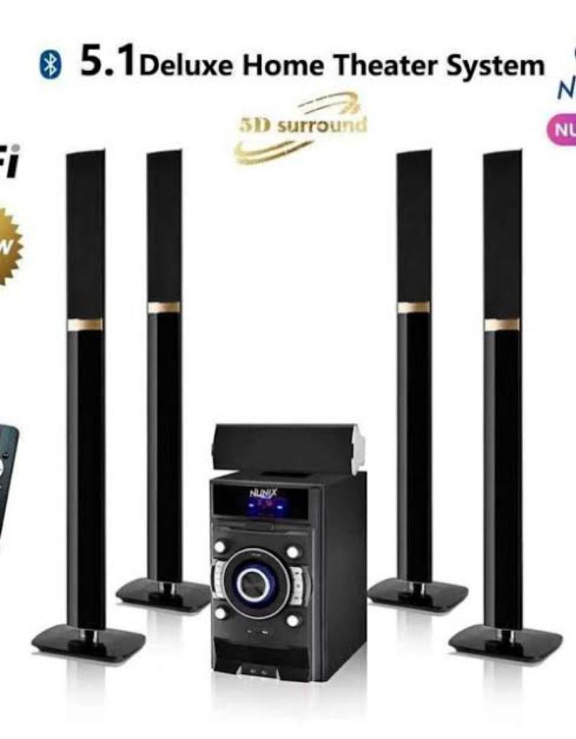 Nunix NU-8806 5.1 Deluxe Home Theater System – Powerful Sound, Bluetooth, HiFi, 5D Surround, 48000W PMPO, USB, FM Radio, Remote Control