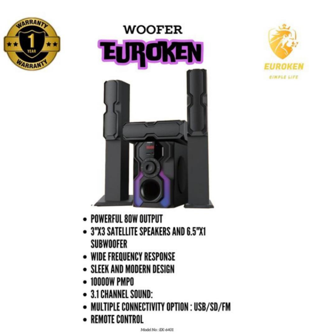 Euroken EK-6401 3.1CH DIGITILALISED HOME THEATRE SOUND SYSTEM BT/USB/FM 10000W PMPO