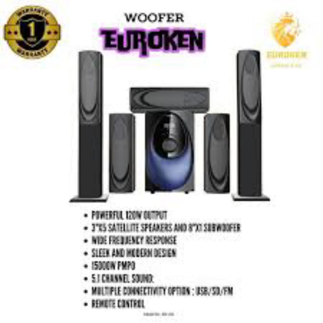 Euroken Home Theatre System EK-211 5 In 1 Tall Boy 15,000W PMPO With Bluetooth FM USB SD Mem Card Support With Super Bass Boost
