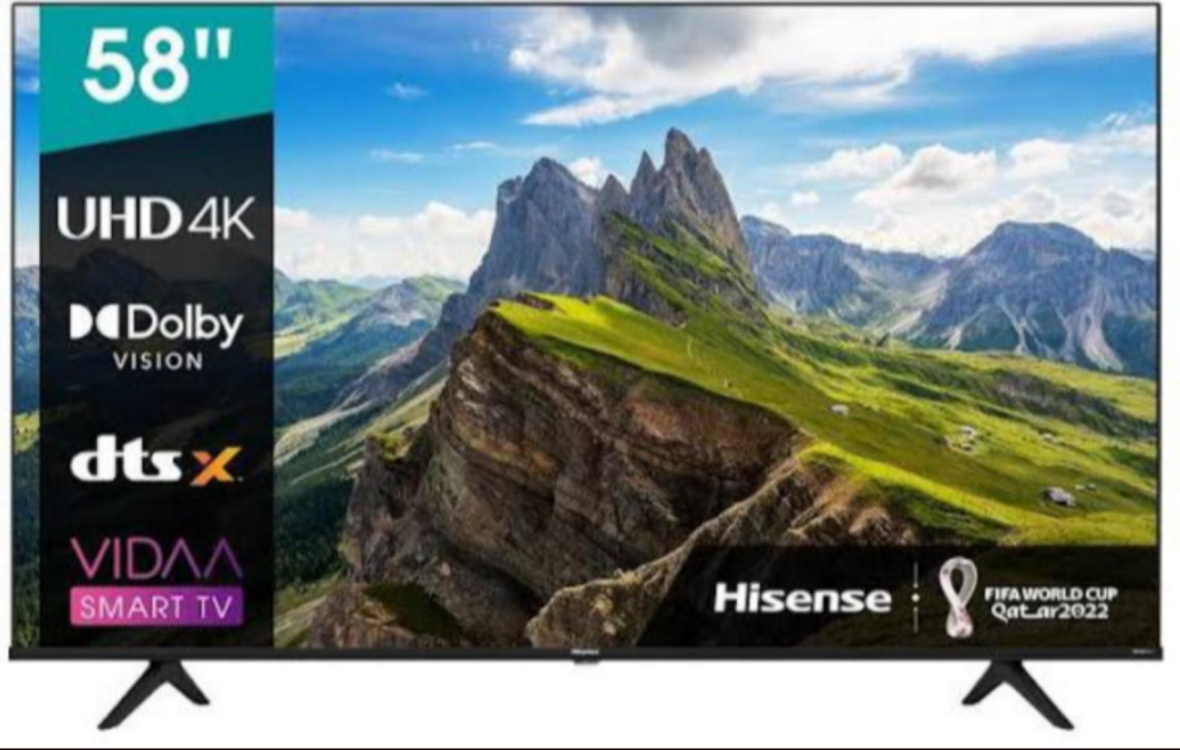 Hisense 58 INCH Smart 4k UHD Frameless TV - Black, YOUTUBE,NETFLIX, BLUETOOTH+Free wall bracket and Tv guard
