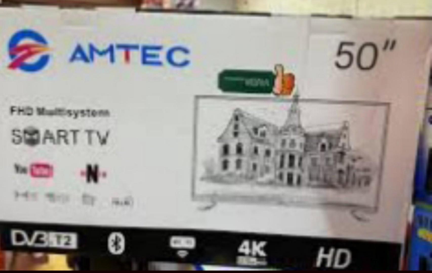 AMTEC 50" INCH 50Q6 SMART TV FRAMELESS 4K ULTRA HD WITH INBUILT DECODER, NETFLIX,YOUITUBE BLACK 1.5GB RAM,8GB ROM,2 USB,3 HDMI+FREE TV GUARD AND WALL BRACKET-1 YEAR WARRANTY