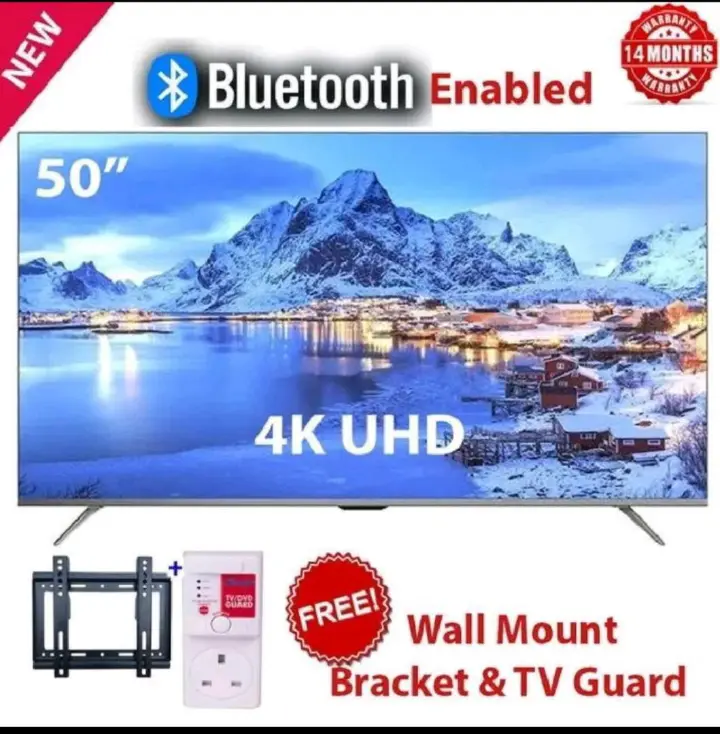 AMTEC 50" INCH 50Q6 SMART TV FRAMELESS 4K ULTRA HD WITH INBUILT DECODER, NETFLIX,YOUITUBE BLACK 1.5GB RAM,8GB ROM,2 USB,3 HDMI+FREE TV GUARD AND WALL BRACKET-1 YEAR WARRANTY