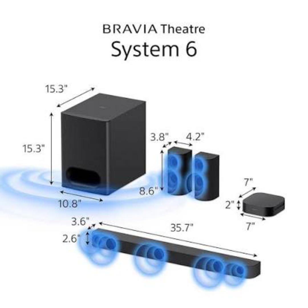 Sony HT-S60 Bravia Theatre System 6 Real 5.1ch 1000W,Dolby Atmos/DTS:X Soundbar Home Theatre with Powerful subwoofer & Wireless Rear Speakers,Voice Zoom3,BCA App, Bluetooth,HDMI eARC