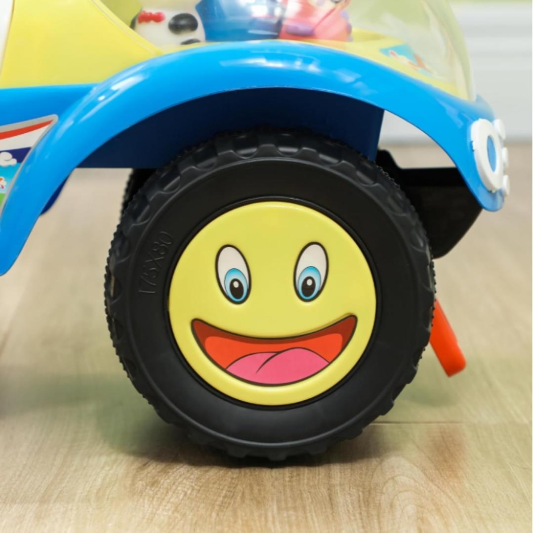 Toddler Push Car, Foot to Floor Ride on Toy with Horn, Light, Music, Steering Wheel, Anti-Over-Backwards Device & Under Seat Storage, Baby Sliding Car for Boys Girls 18-36 Months, Blue