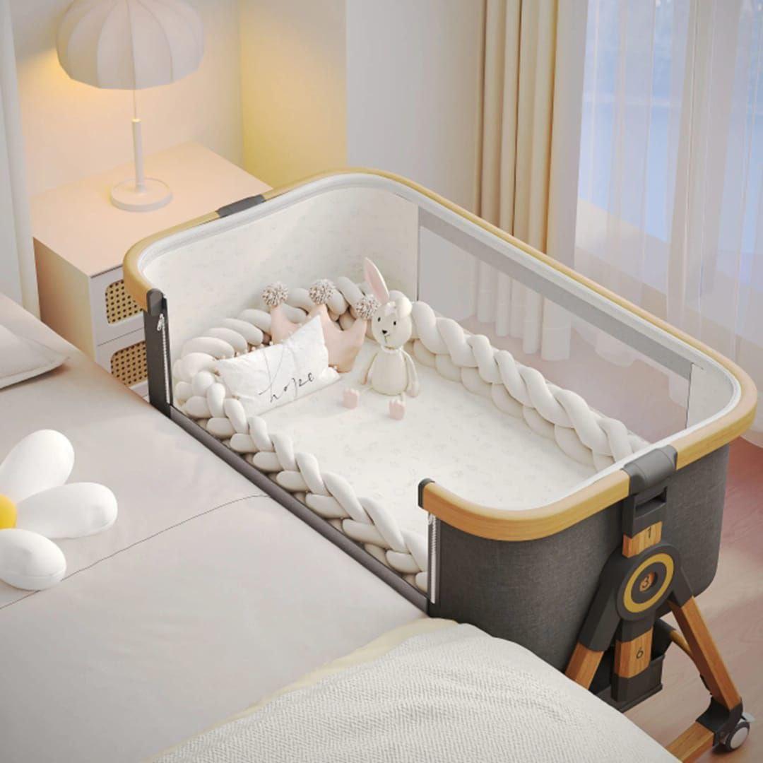 Baby Bassinet, Baby Bedside Sleeper, Baby Basinet Easy to Fold Portable, Baby Cradle with Storage Basket, Girl/Boy Bassinets Baby Bed (Dark Gray)