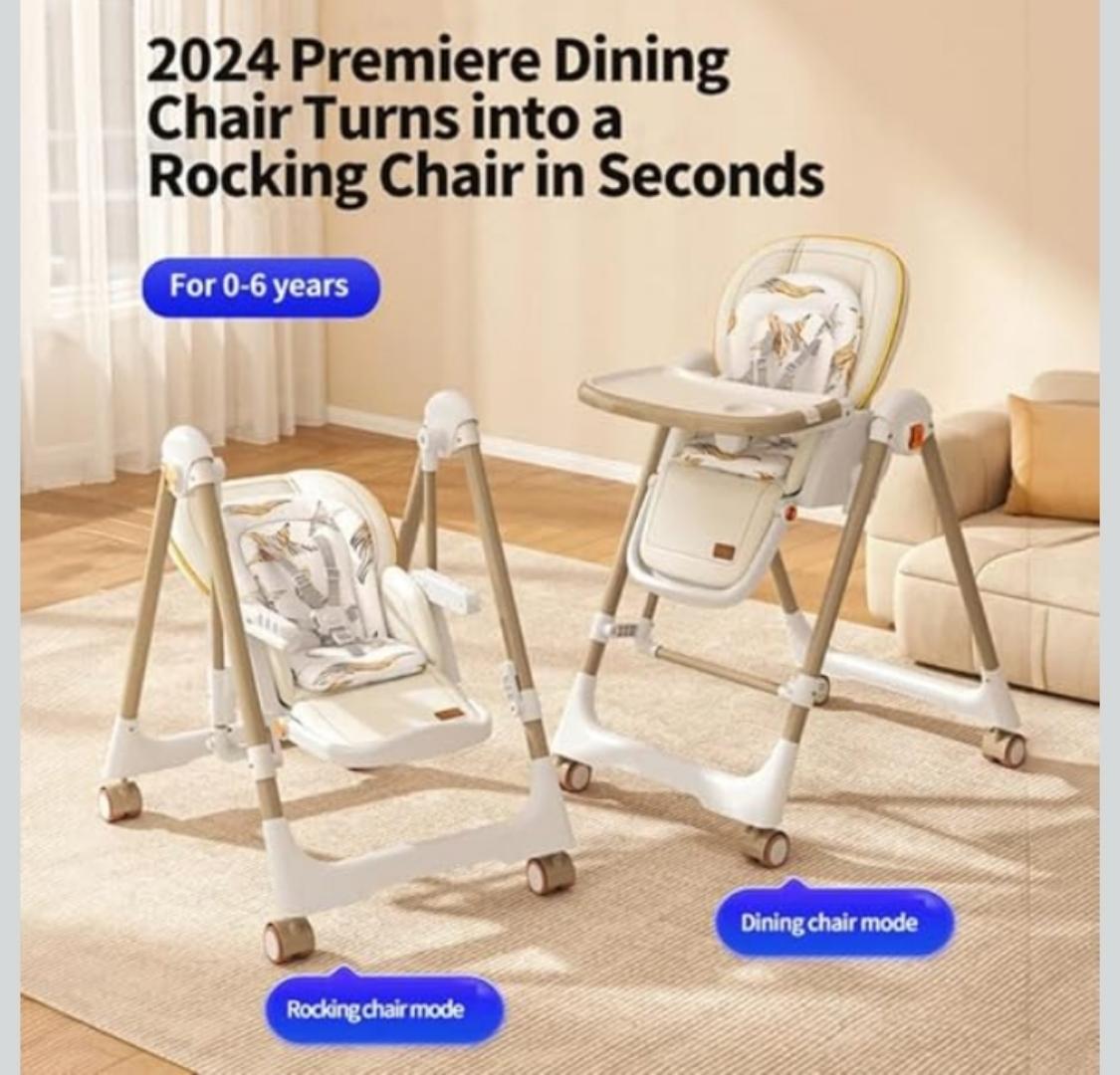3 in 1 Baby Feeding Chair Multifunction Rocking Soothing High Chair (Unisex)